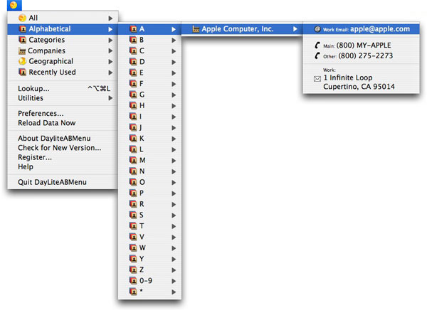 Alphabetical Menu