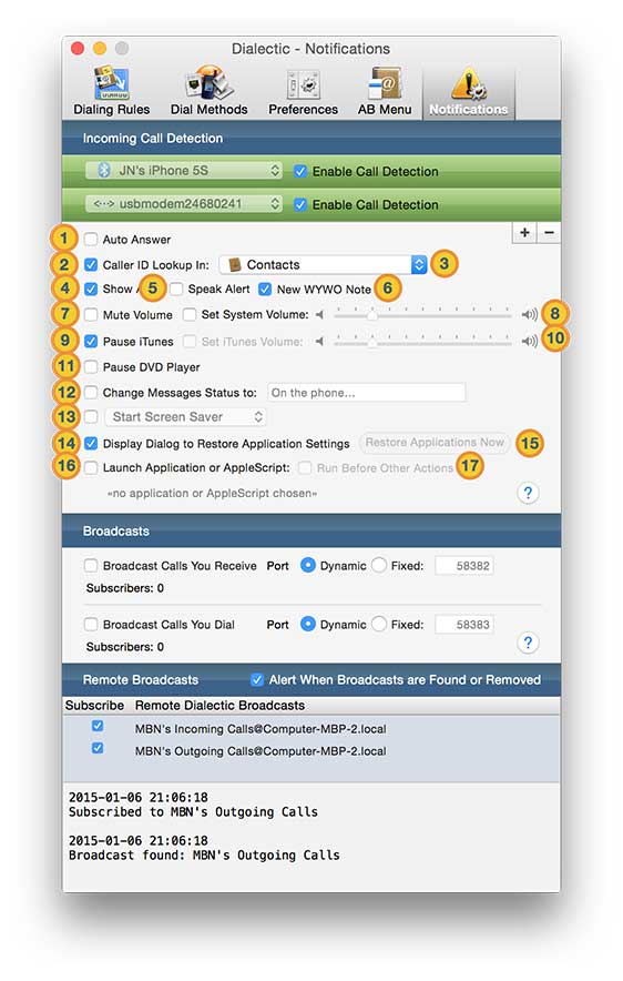 incoming actions annotated