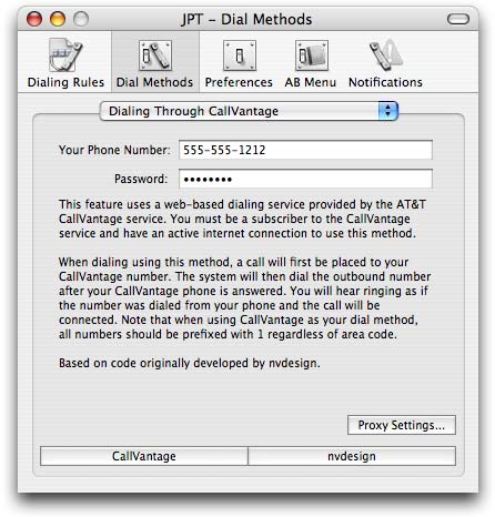 Dial Method CallVantage